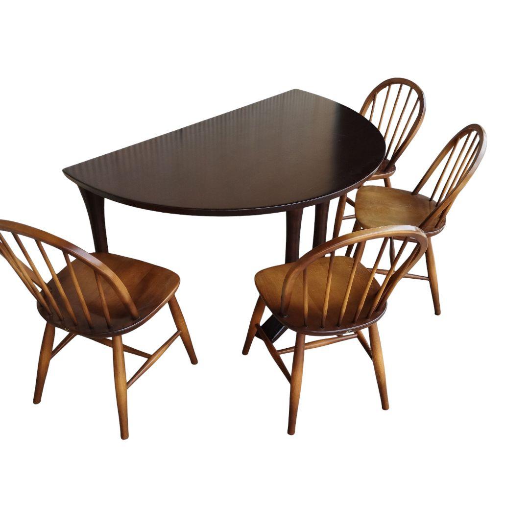 karimoku カリモク 半月 やや半円 ダイニングテーブル 食卓 ブラウン