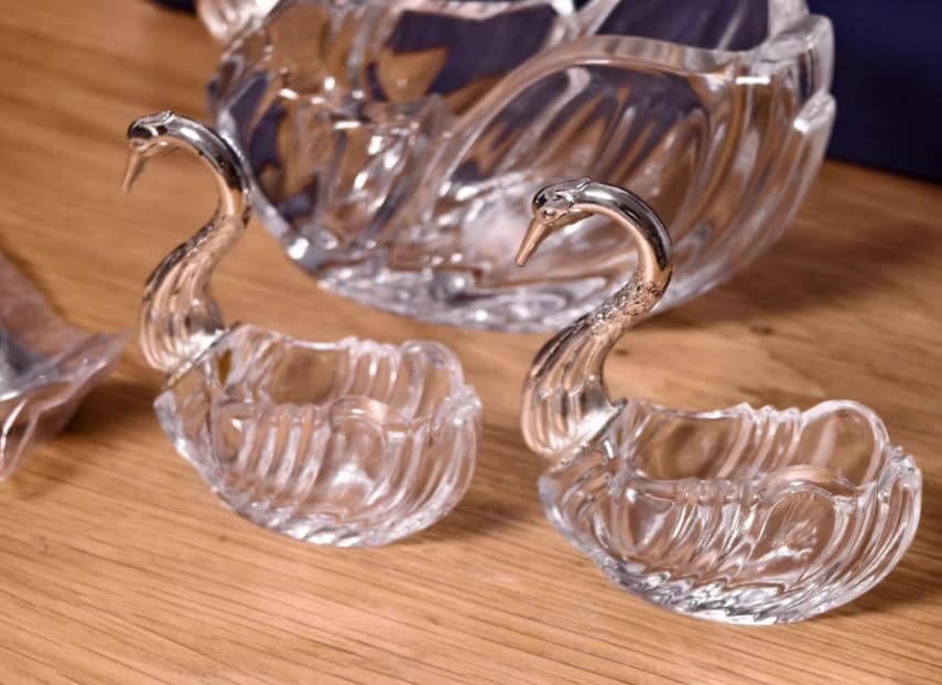 ガラス製 白鳥の形状 3点セット