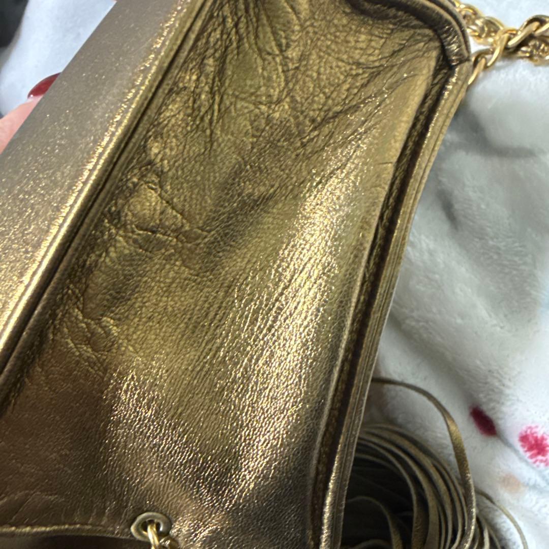 バッグ CHANEL Vintage Gold Leather Flap Bag