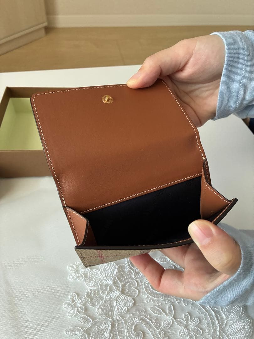 【HARUO】Burberry バーバリー チェック柄 三つ折り財布