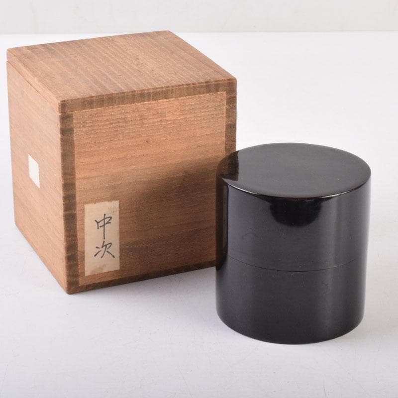茶道具　黒塗　中次　棗　時代箱　V　8512