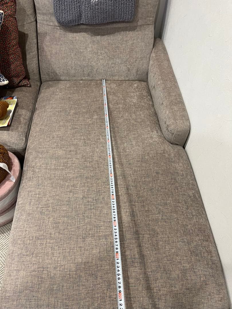 LIVING HOUSE ベージュグレーL字型ソファ （付け替足8本付）