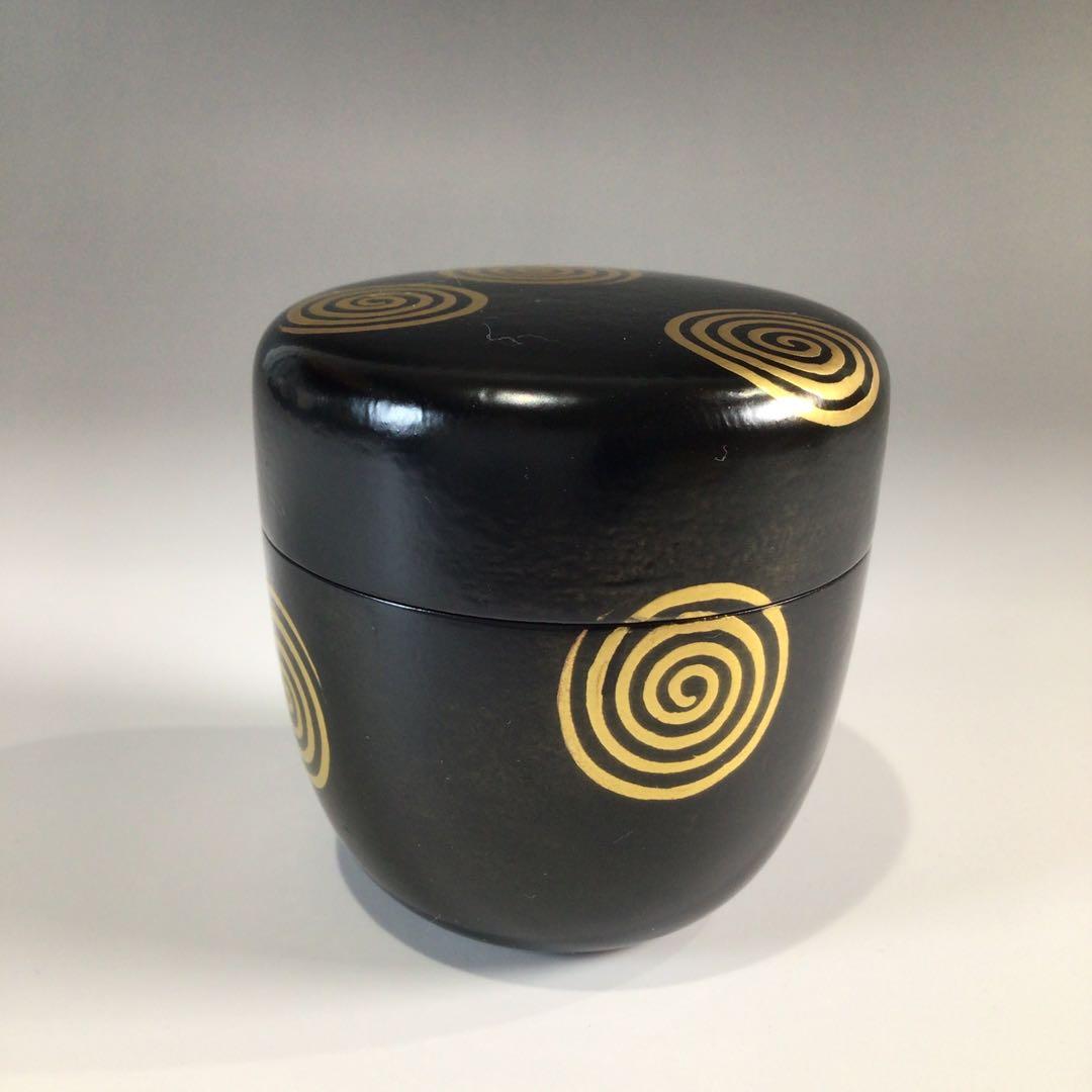 Ｐ４１８　棗　『中林香雪作』『淡々斎好』『渦蒔絵』『中棗』　共箱　茶道具