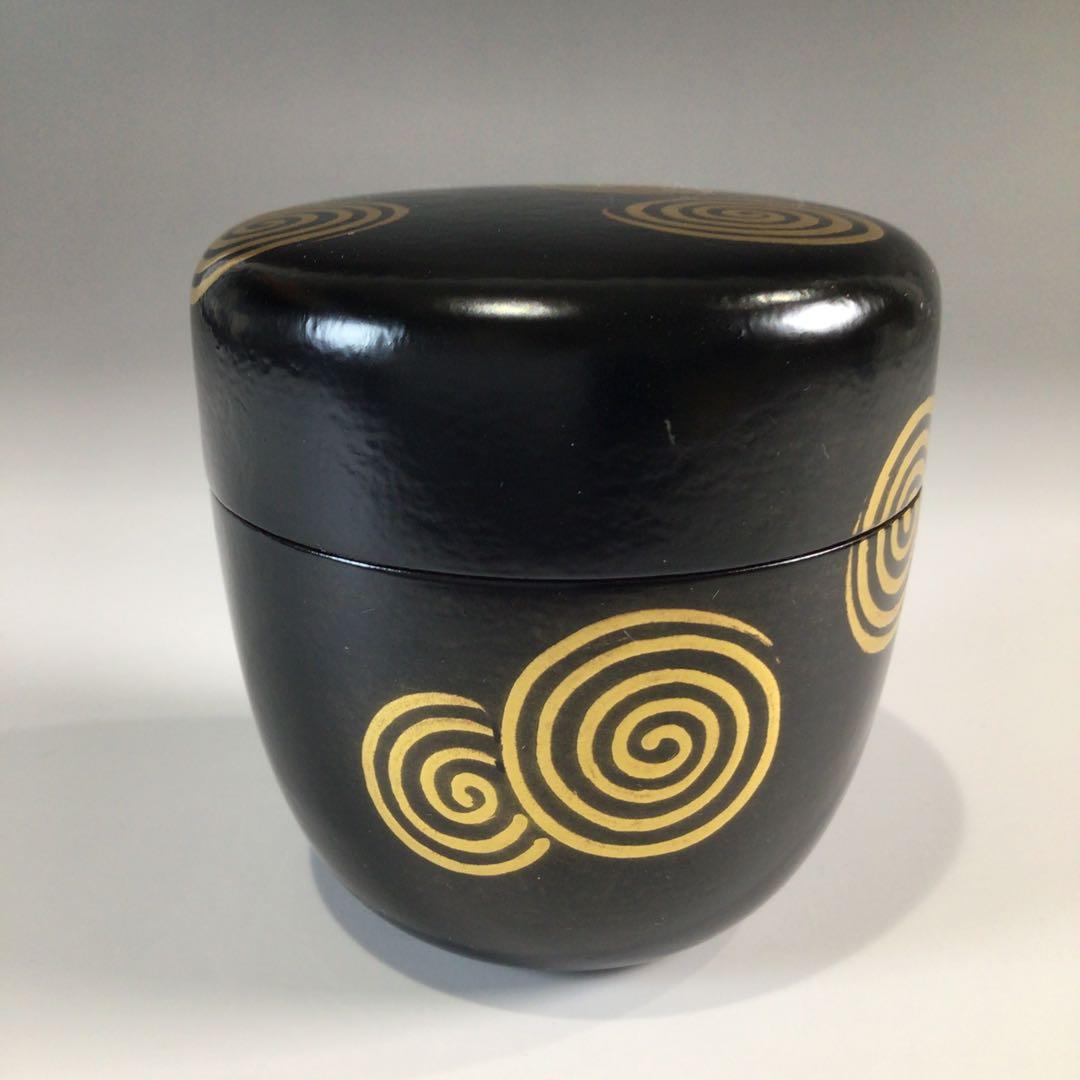 Ｐ４１８　棗　『中林香雪作』『淡々斎好』『渦蒔絵』『中棗』　共箱　茶道具