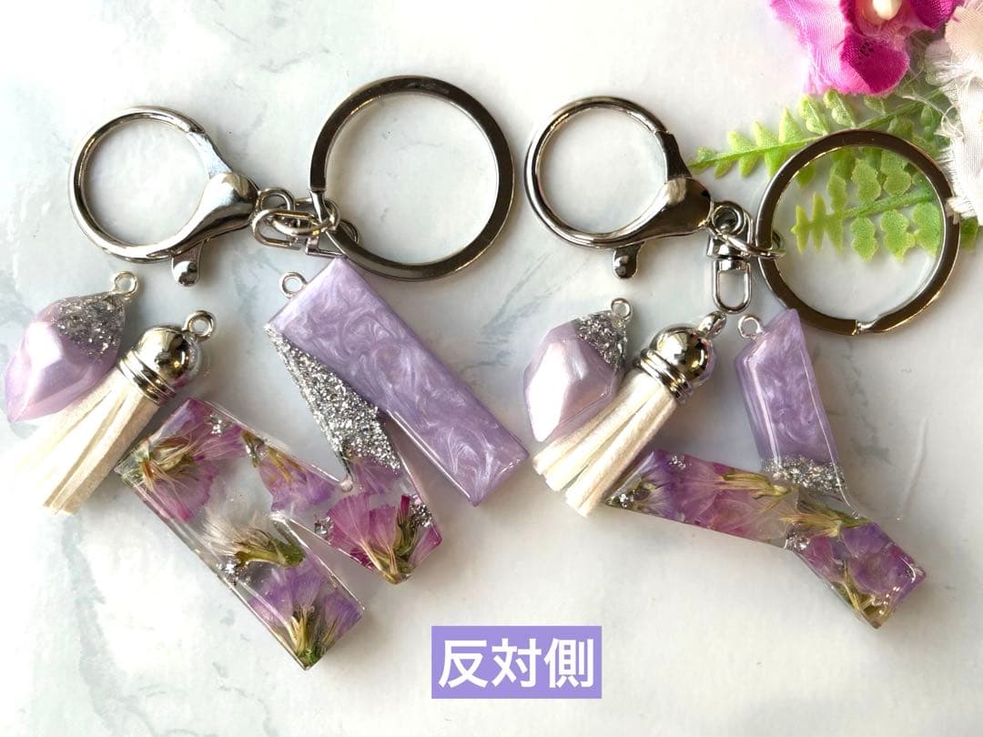 桔梗　イニシャルキーホルダー　16点　ハンドメイド　お花チャーム