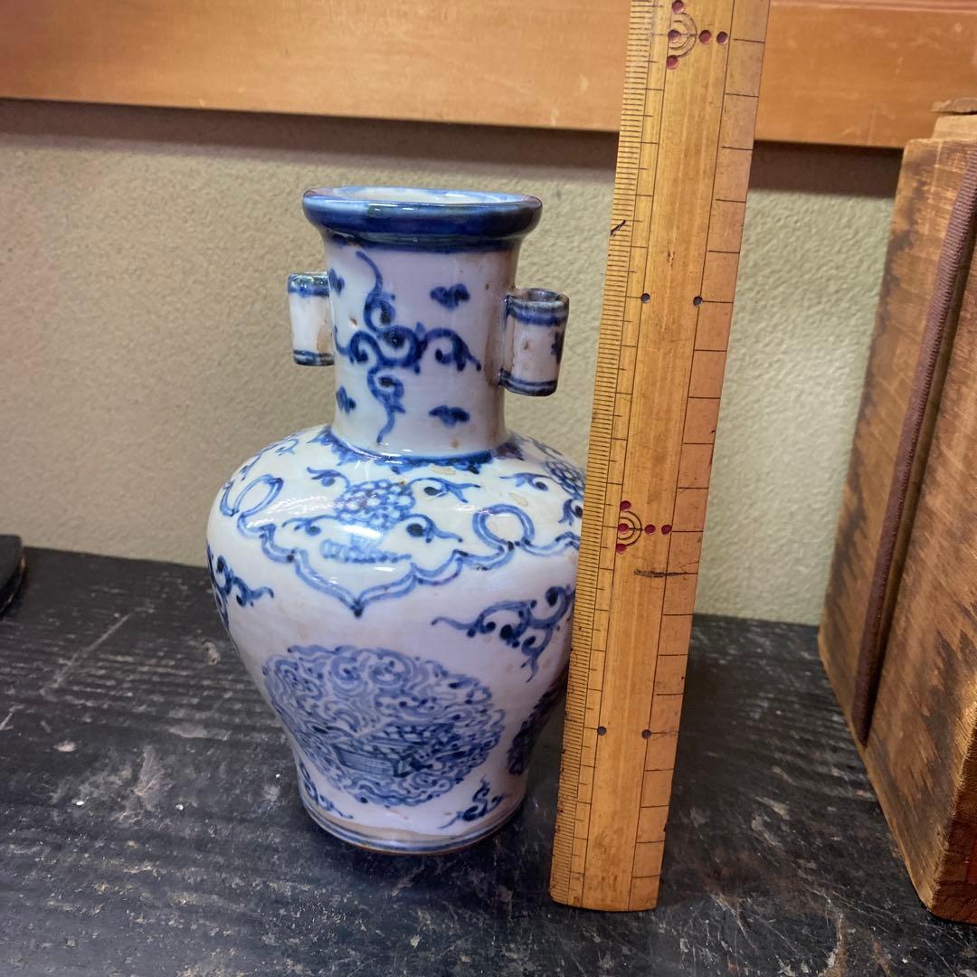 専用　中国古玩　耳付花瓶　17cm9cm