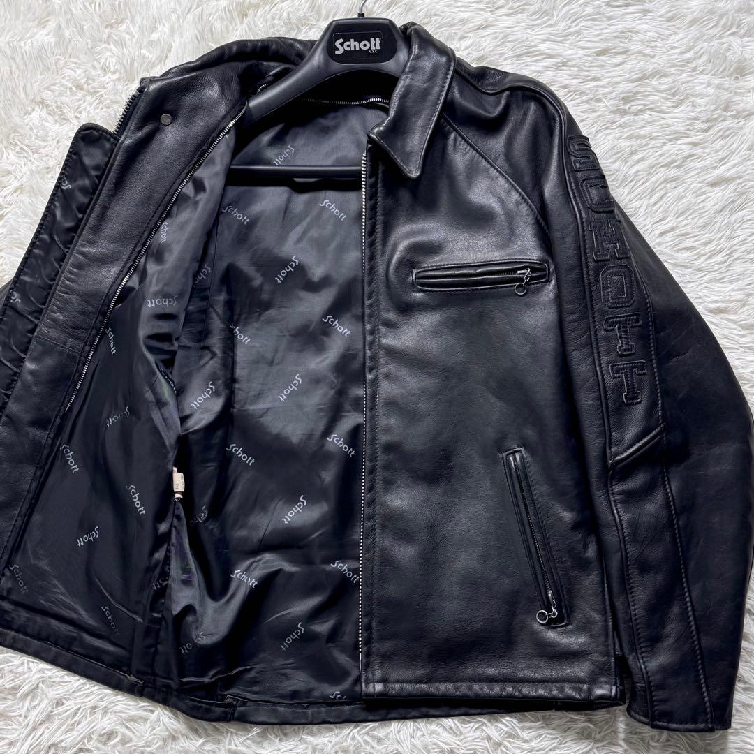 希少モデル✨schott トラッカージャケット　本革　441 黒　38