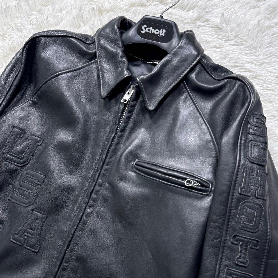 希少モデル✨schott トラッカージャケット　本革　441 黒　38