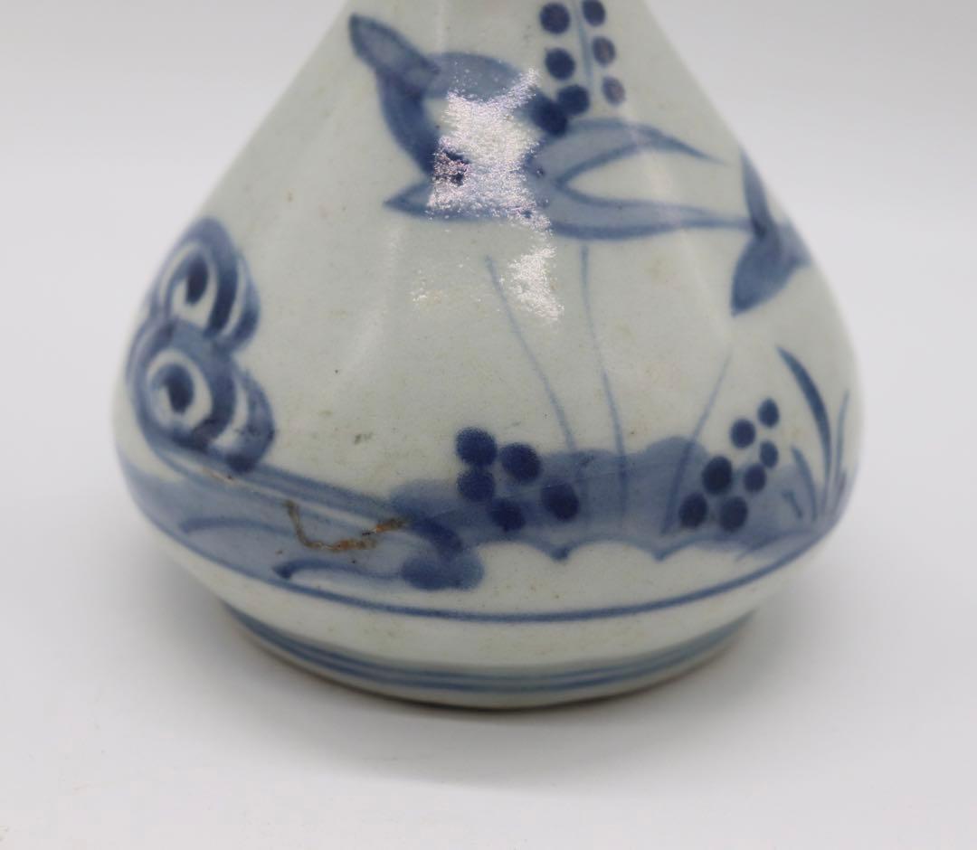 染付長頸瓶　　アンティーク　送料込み0206