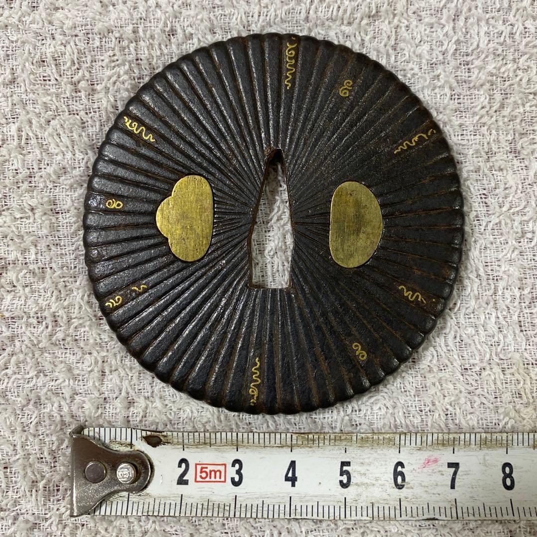 B-30 鍔　蛇の目鍔　金象嵌　武具　刀装具　日本刀　鉄製　装飾品　工芸品　骨董