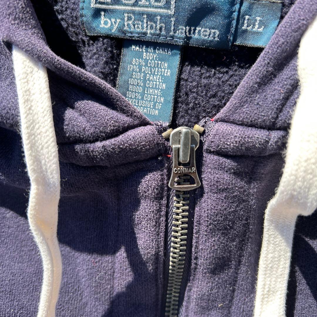 90s Polo Ralph lauren ジップパーカー　ビッグポニー　茄子紺