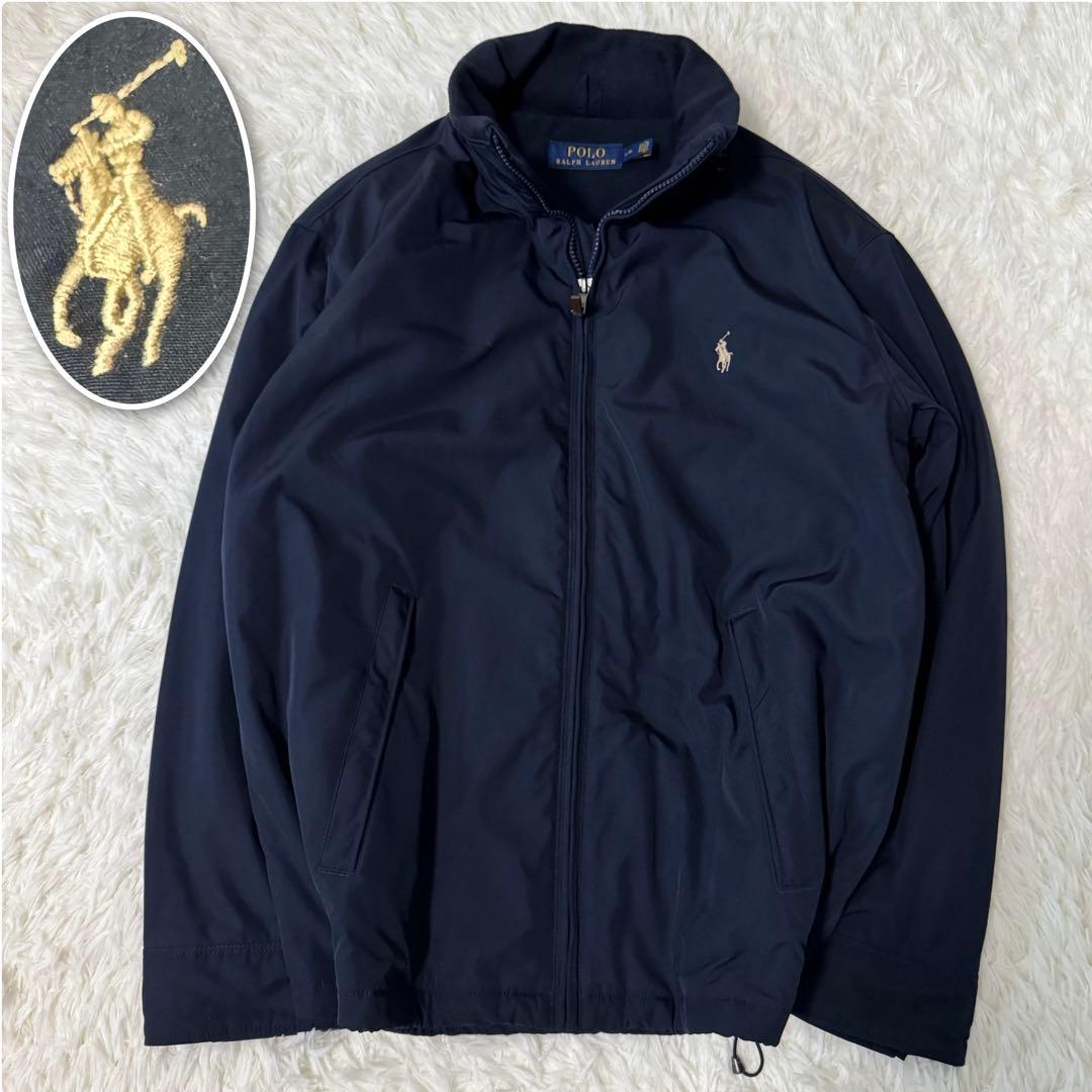 美品✨ポロラルフローレン 中綿ブルゾン メンズ L サイズ ポニー刺繍 ネイビー