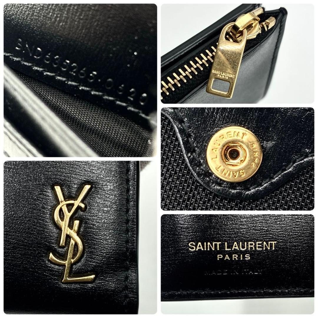 noe　サンローラン 二つ折り 折り財布 カサンドラ レザー ブラック