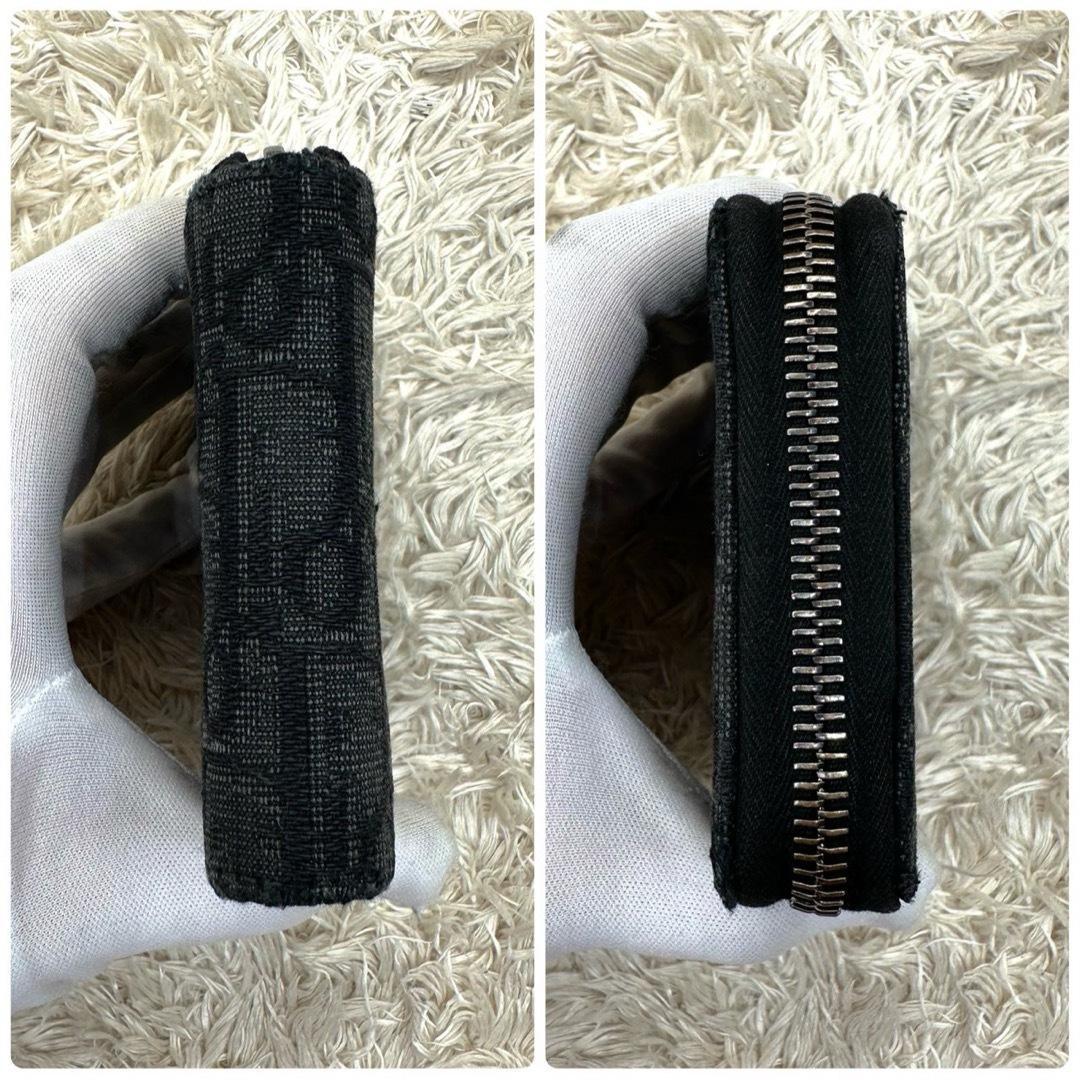 【美品】クリスチャンディオール 二つ折り財布 グレー キャンバス トロッター