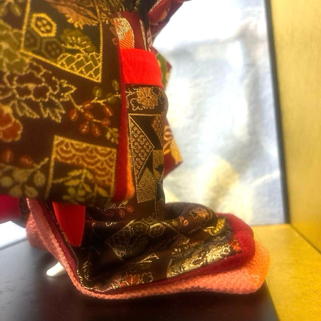 日本人形 市松人形 金扇子 舞踊 台付き 正絹 美少女 御所人形 桜山作