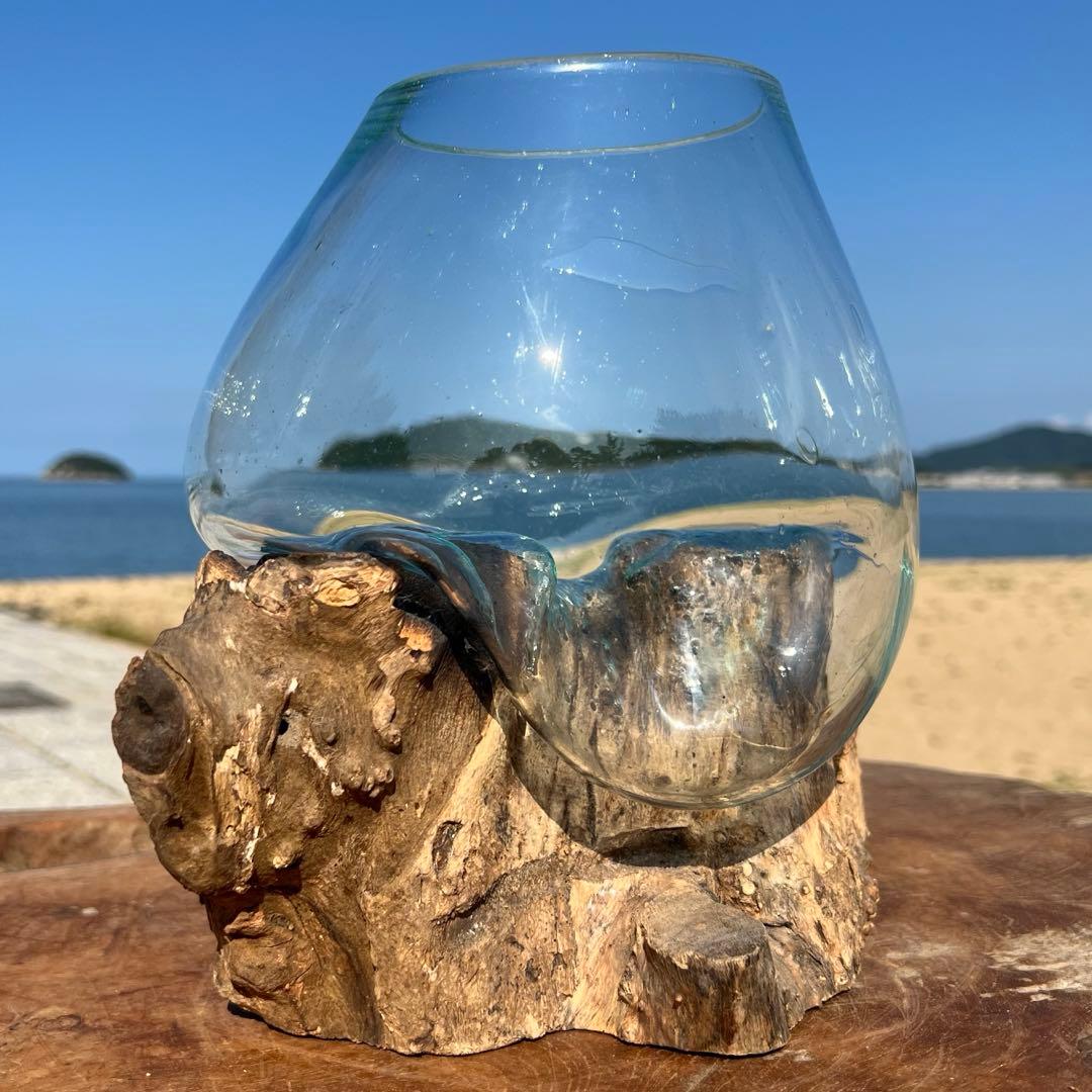 流木ガラスオブジェ大F 花瓶 金魚鉢 ガーデニング フラワーポット 水槽 アート