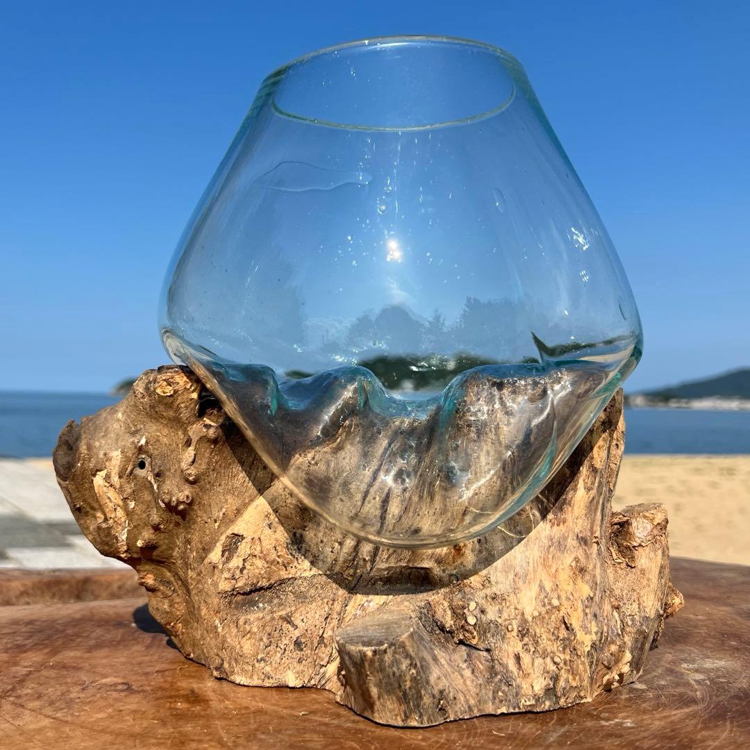 流木ガラスオブジェ大F 花瓶 金魚鉢 ガーデニング フラワーポット 水槽 アート