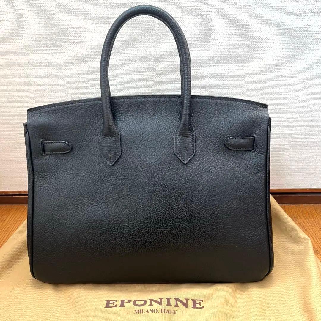 ほぼ未使用保管品　EPONINE イタリア製 レザー ハンドバッグ　黒