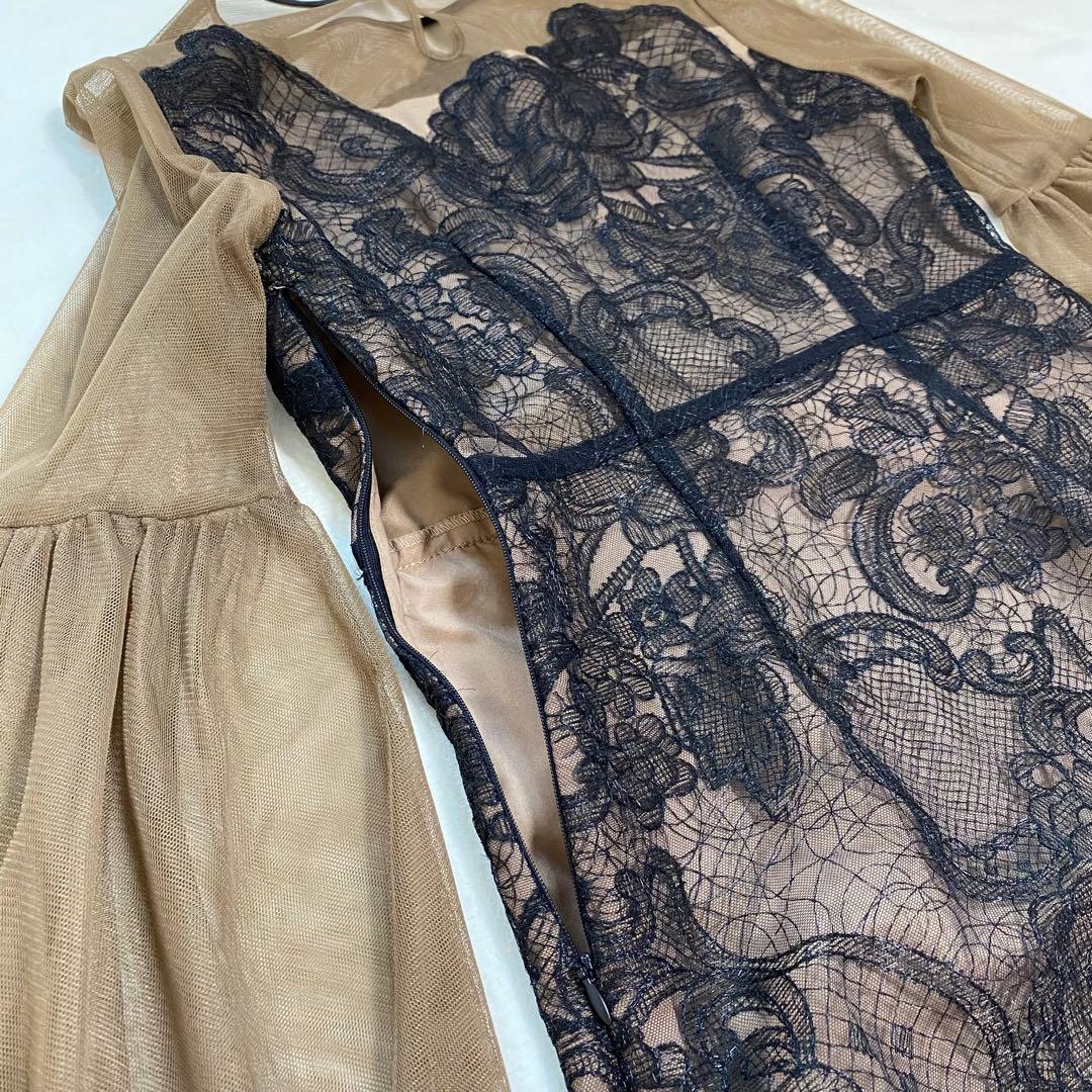 Leja シアープリーツスリーブIラインワンピースドレス オケージョン お呼ばれ