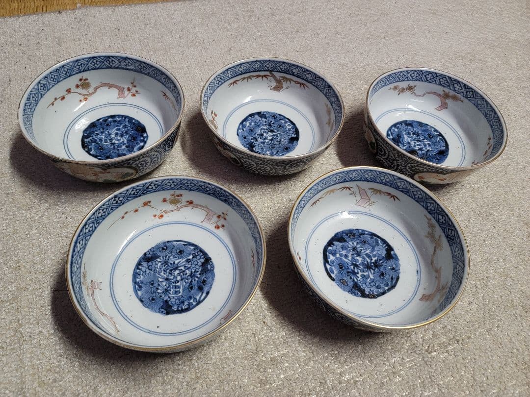 値下げ限界早い者勝ち無傷蔵だし　古伊万里　蛸唐草三方窓鯉滝登り見込四君子松竹梅鉢