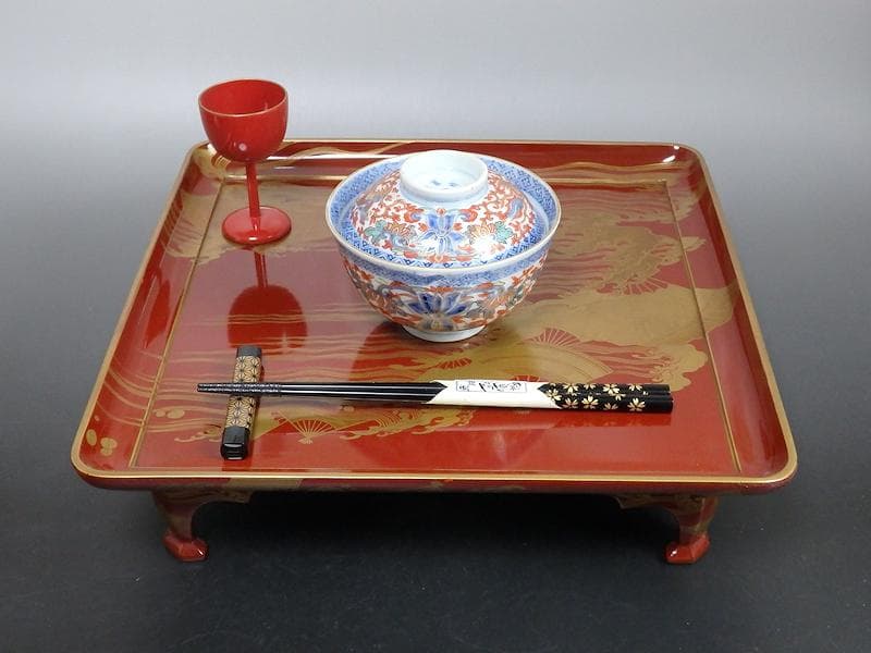 古伊万里　色絵　花唐草に鳳凰の図　蓋茶碗　２客C239A-A -BDg