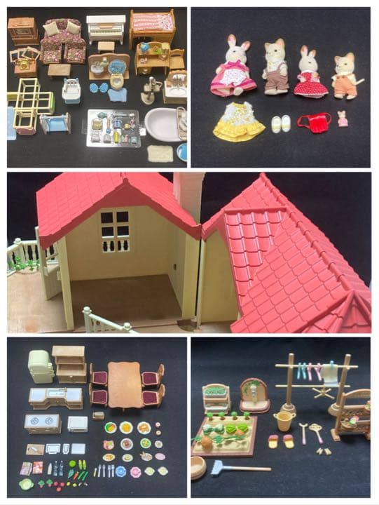 【値下げ】シルバニアファミリー　あかりの灯る大きなお家　家具付き　人形付き