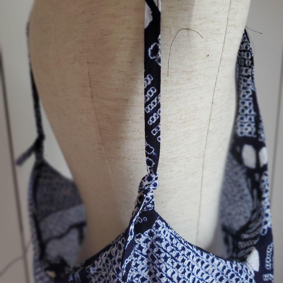 さと　有松絞りリメイク、有松ティアードワンピース、サロペット