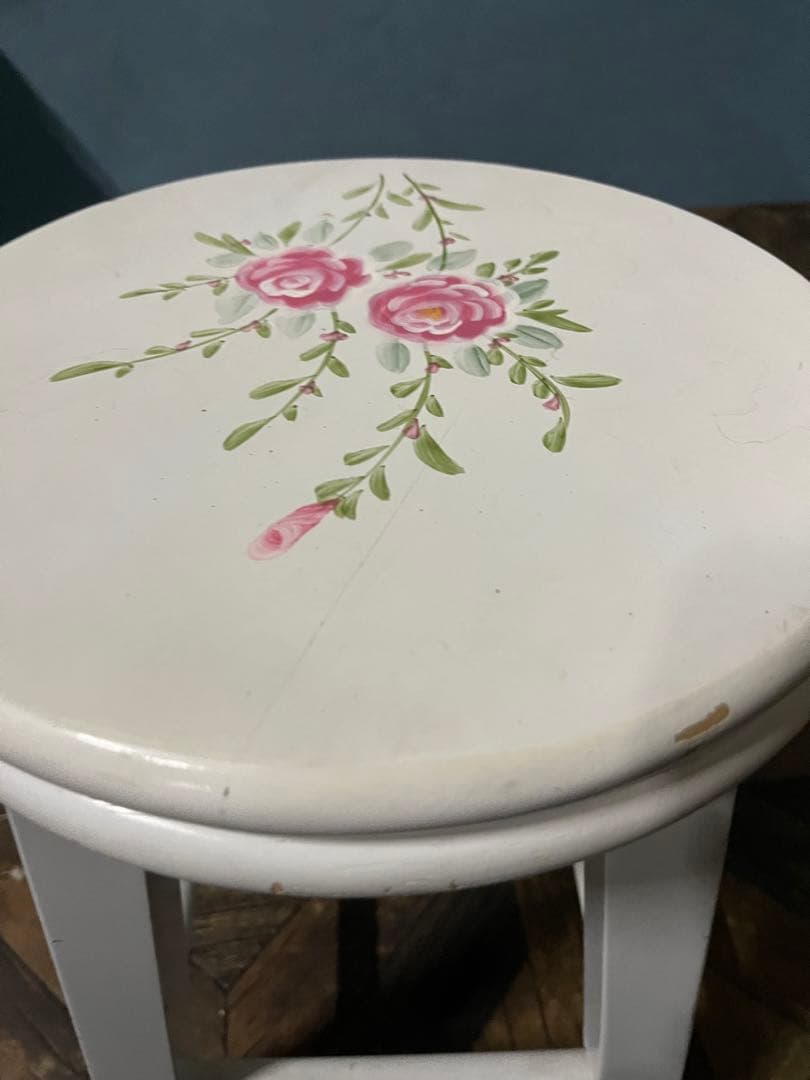 白家具 回転 スツール 椅子 薔薇 インテリアアンティーク