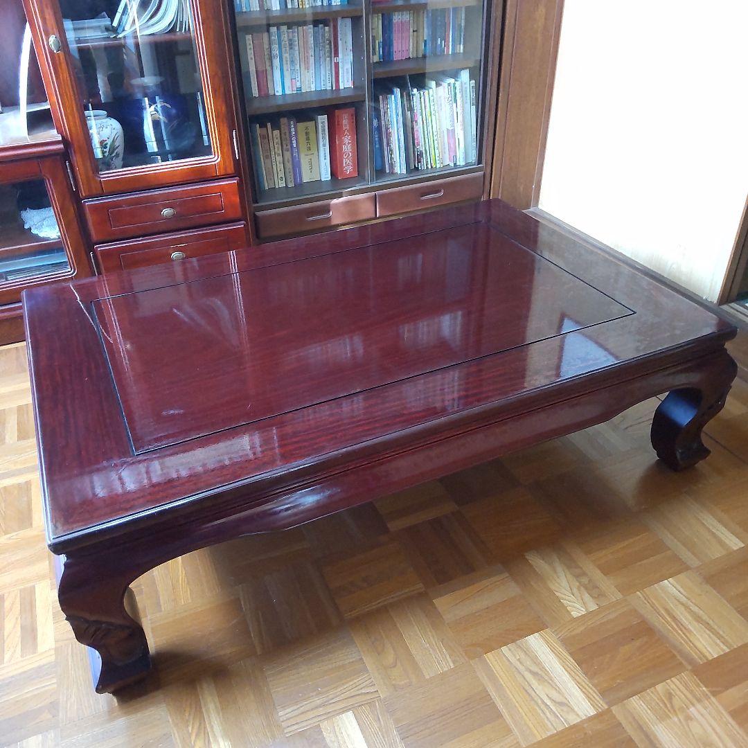 50年前くらいに購入した 伝統的な木製座卓 光沢仕上げ 野田産業