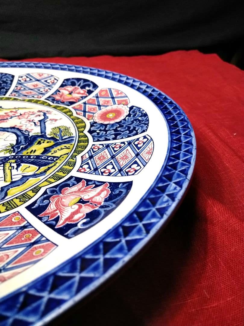 ⬛【高級五彩】九谷焼３７cm特大皿 ♥おもてなし皿に♥ヴィンテージ・コレクション