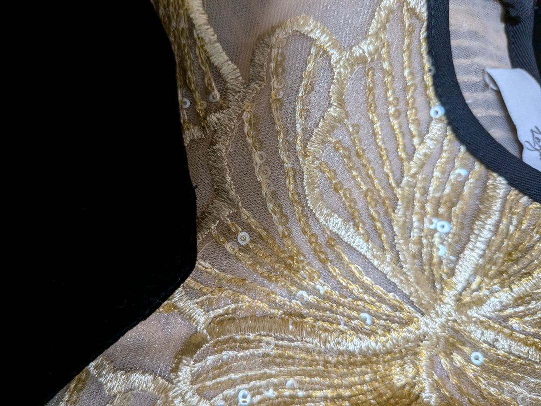 Leja ビスチェ風 レース花柄 ウエストベルト付 M