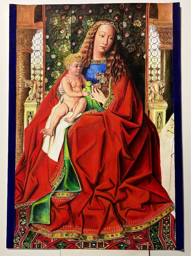 アクリル画　ファンデルパーレの聖母のアレンジ　手描き