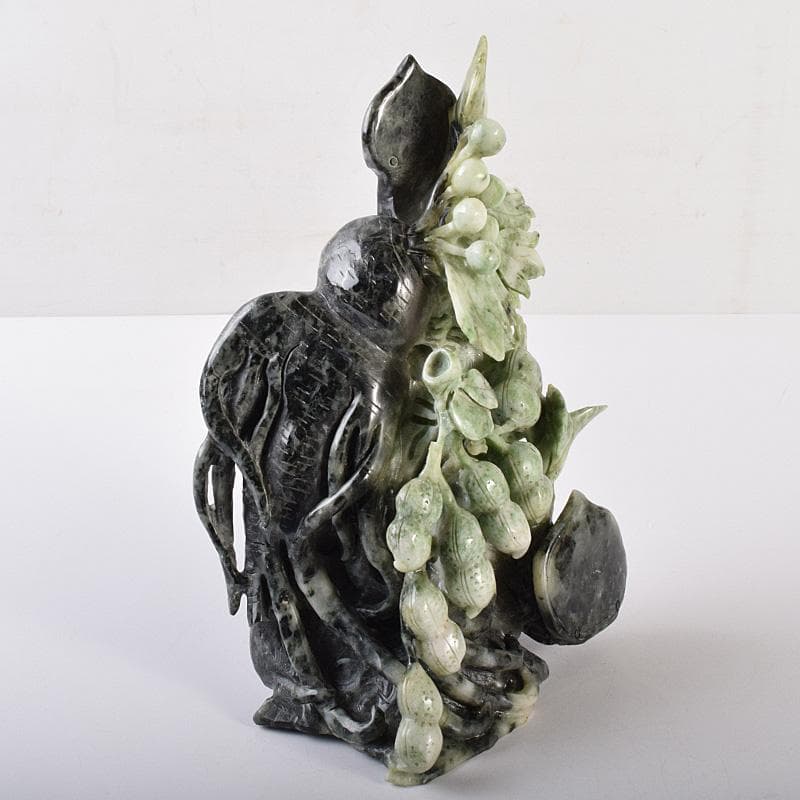 中国　玉石翡翠玉　果実彫　床飾　置物　重さ約1371g　D　R7574