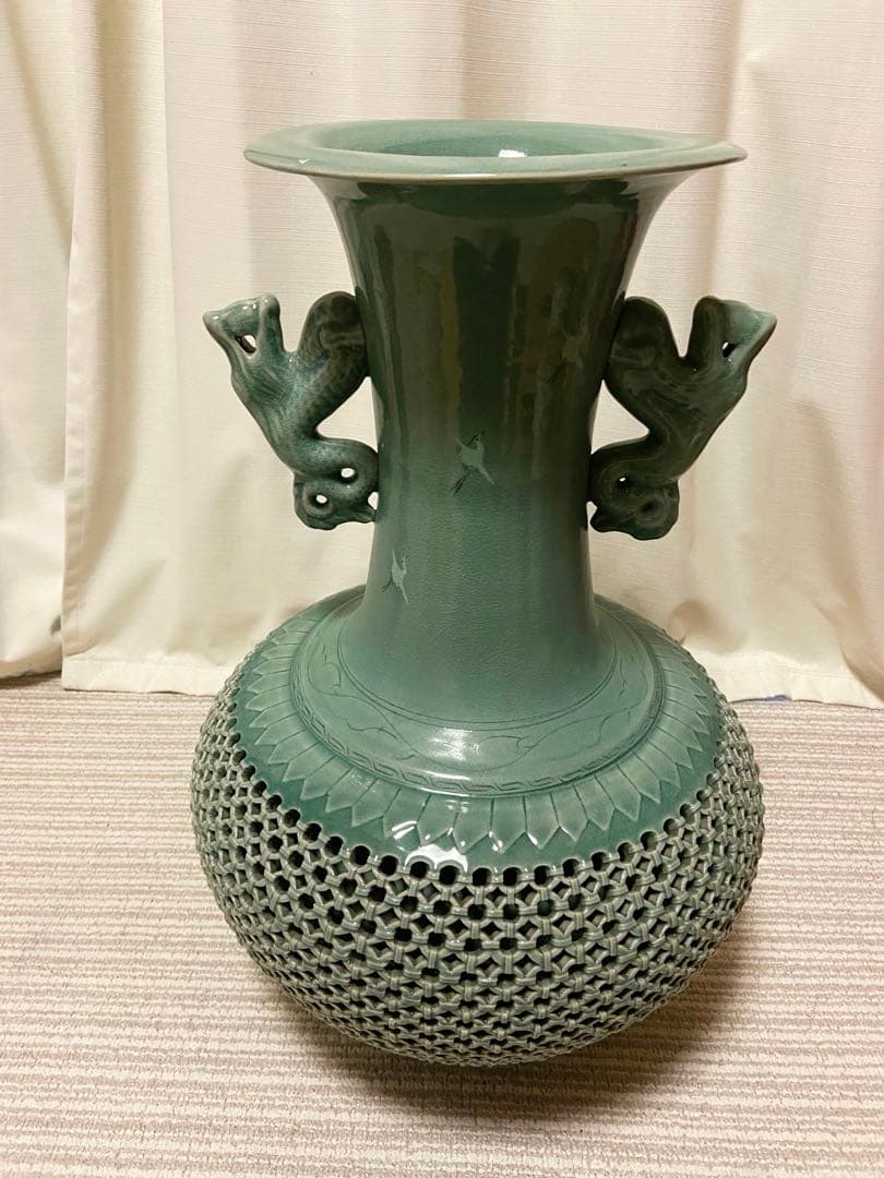 高麗青磁 壺 花瓶 置物　特大花瓶　インテリア