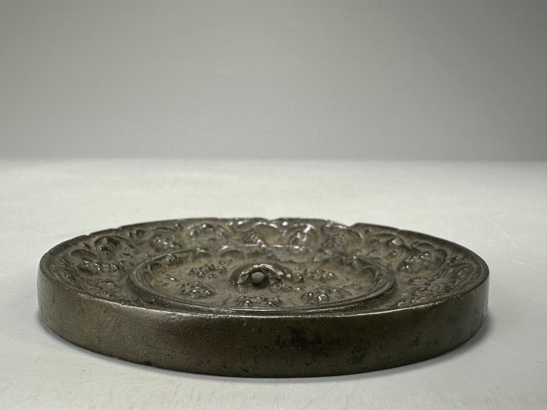 中国美術　唐時代　海獣葡萄文銅鏡　古鏡　時代物　古物保証　旧蔵出し