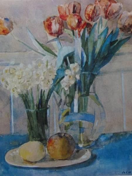 DEKAT（デカット）、チューリップ、水仙、果物、希少な額装用大判画集画