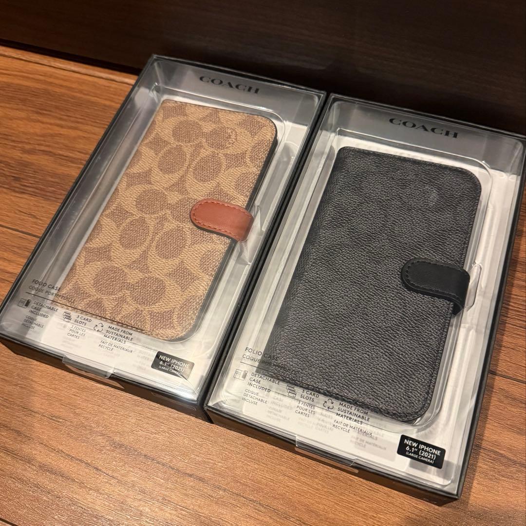 COACH iPhone13Pro 手帳型ケース 2個セット ベージュ ブラック