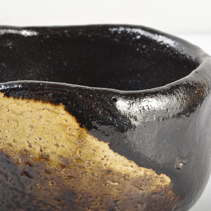 茶道具　京焼　富士山絵　黒楽茶碗　時代箱付　V　R5908