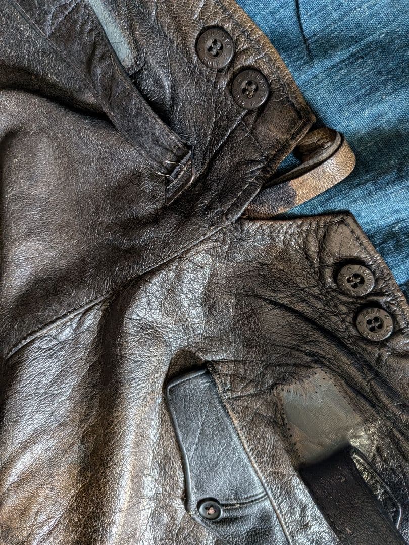 30s40s フランス ビンテージ レザージョッパーズパンツ モーターサイクル