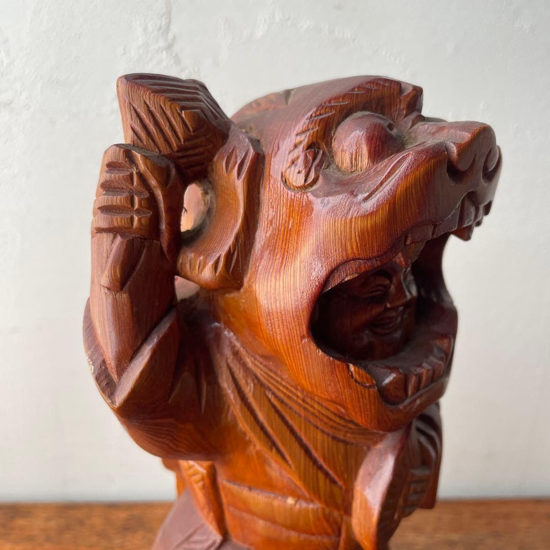 木彫り　獅子被り大黒天　獅子舞　大黒様　七福神　木製　縁起物