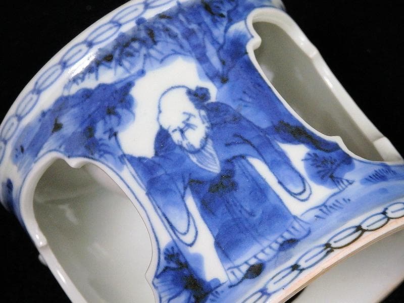 古伊万里　染付　七賢人の図　大振盃台　D351AS-fbhc