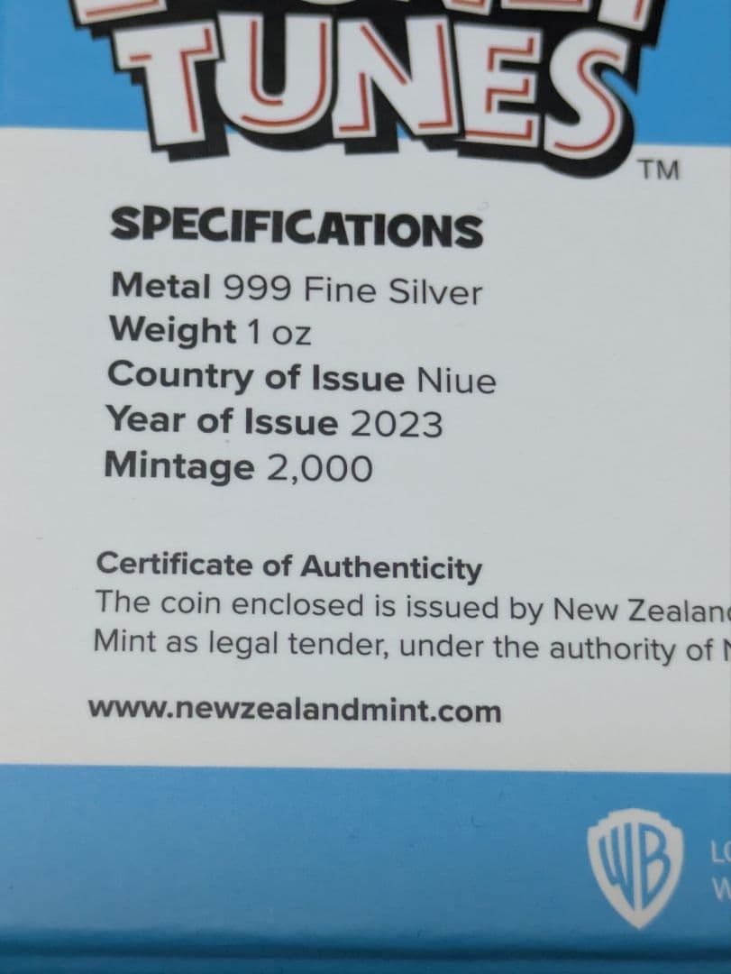 ルーニー・テューンズ　ワイリーコヨーテ1オンス純銀