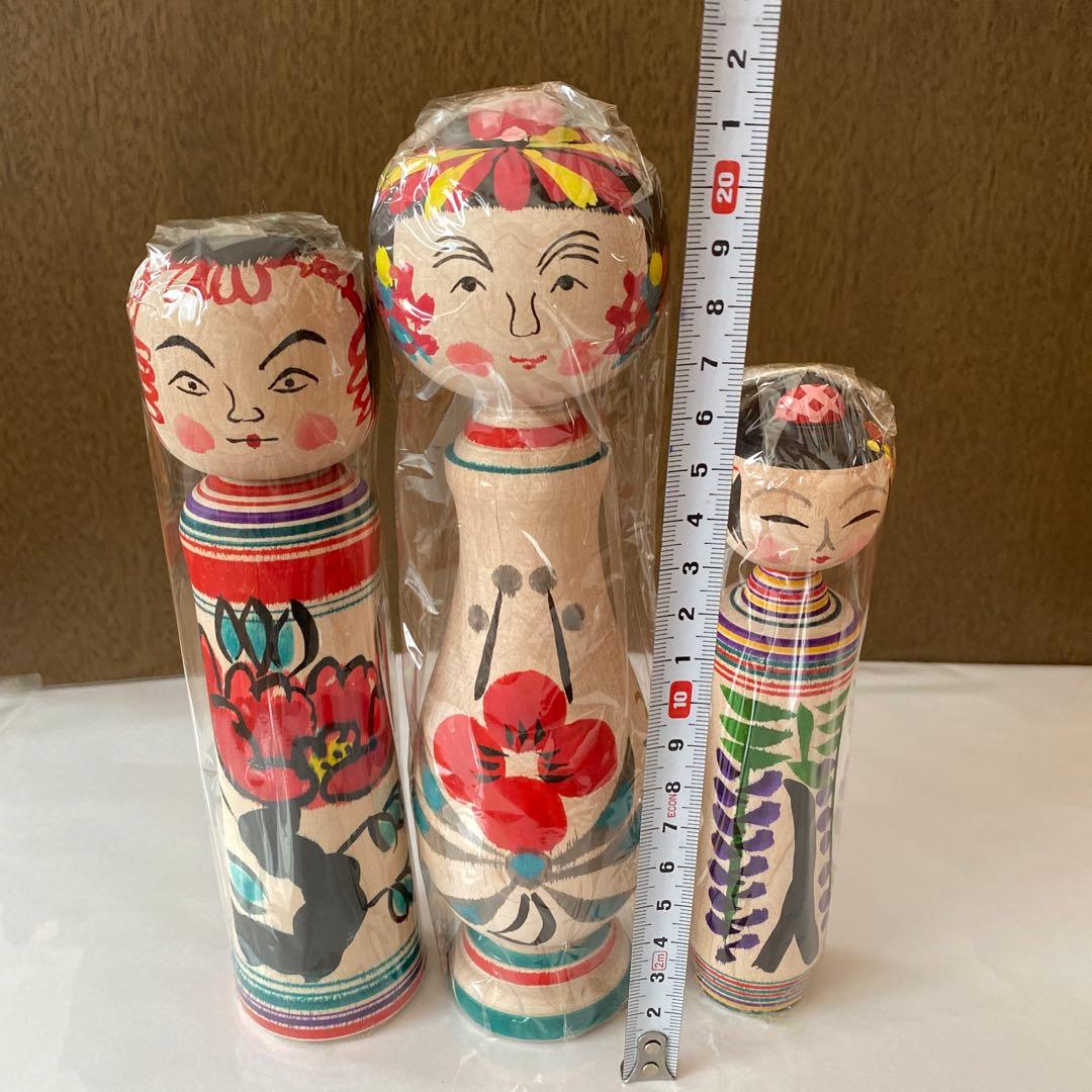 津軽系こけし長谷川健三工人福原栄次郎形こけし3本セット☆お値下げしました☆