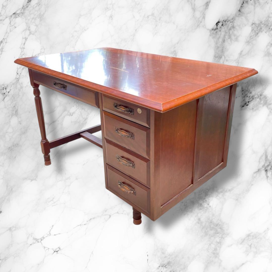 アンティーク調 デスク 幅約120cm 木製 引き出し付き 作業台 机 テーブル