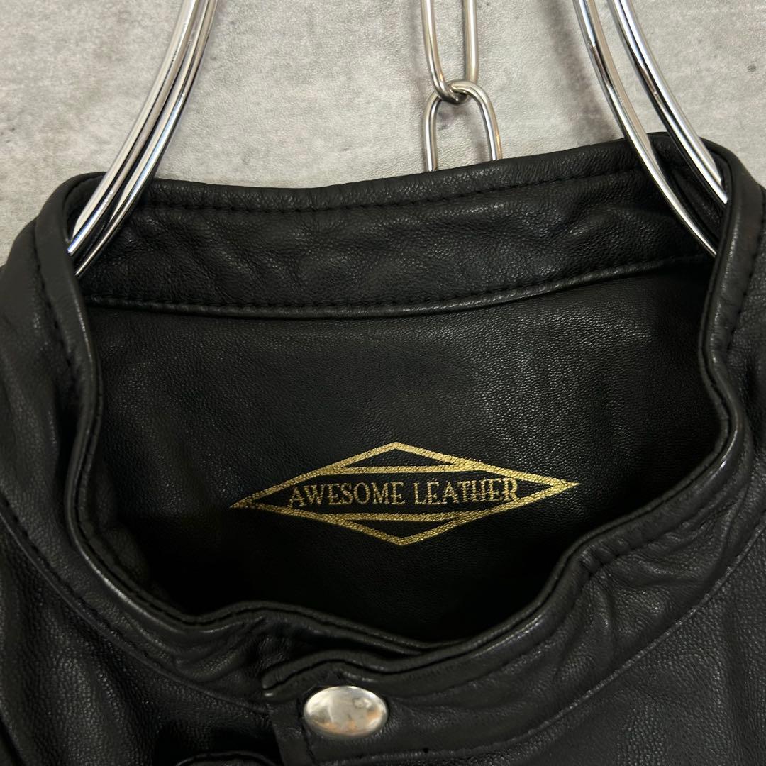 AWESOME LEATHER ゴートレザー　ライダースジャケット ブラック