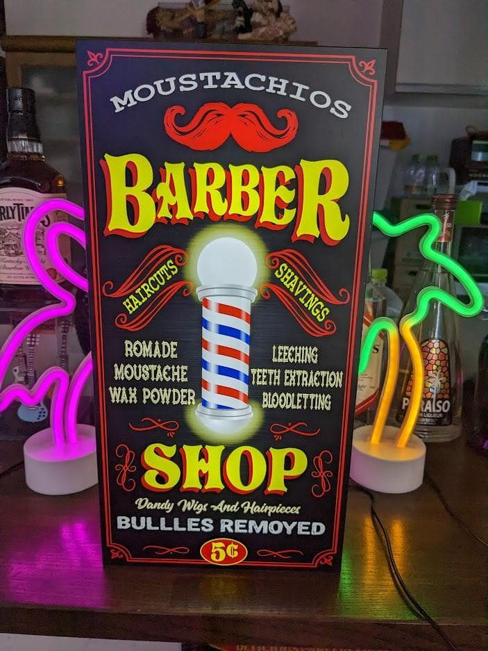 【Lサイズ】バーバー 理容室 床屋 ビンテージ ロカビリー 看板 ライトBOX