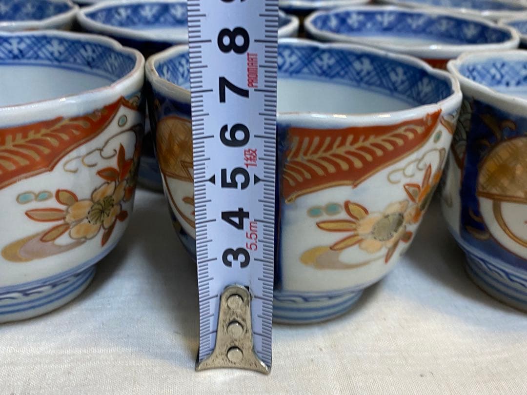 伊万里　古伊万里　色絵　金襴手　ちょこ　猪口　花の図　大正元年　20客