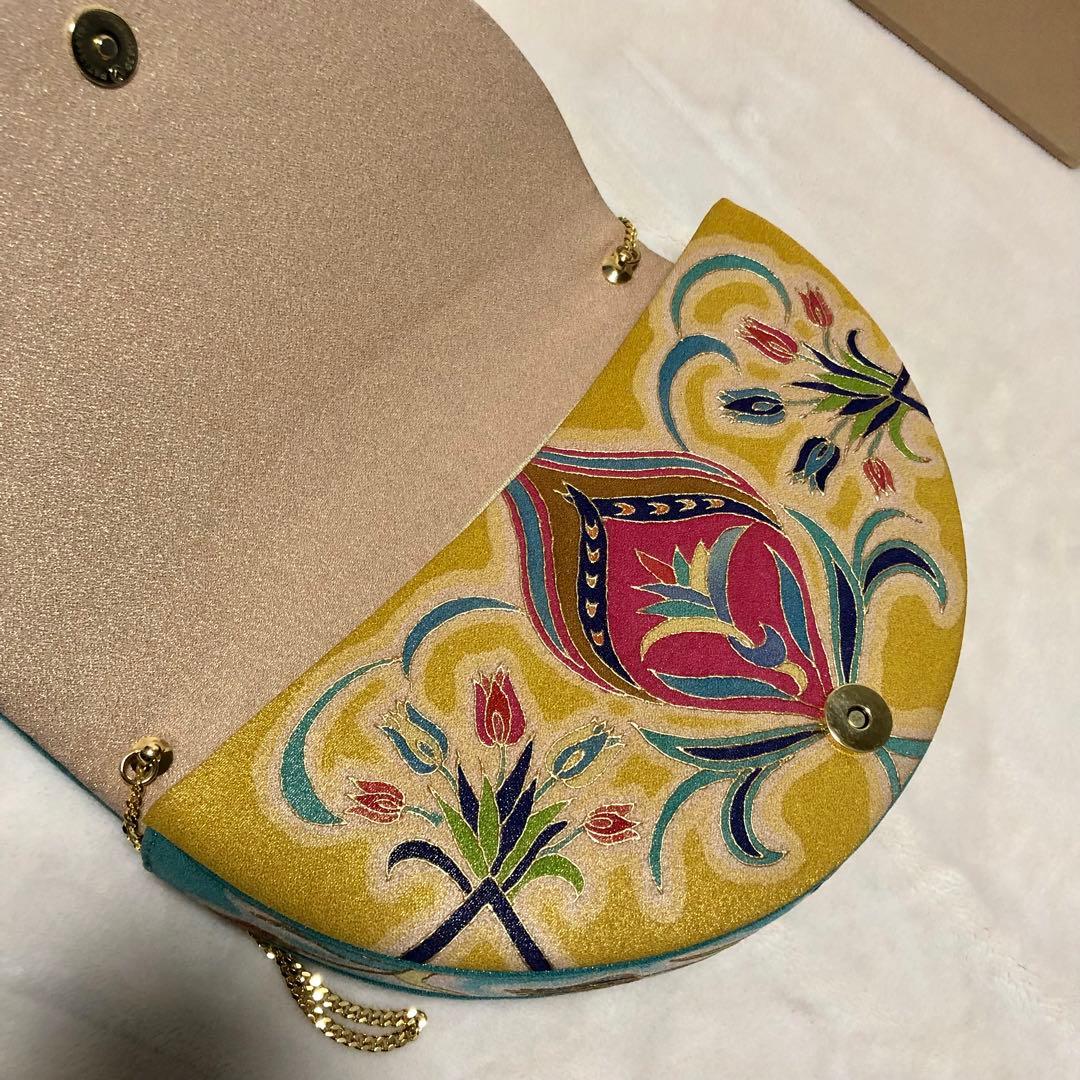 希少　岡重謹製 OKAJIMA 京友禅 金彩 唐花 葡萄唐草 正絹　シルク