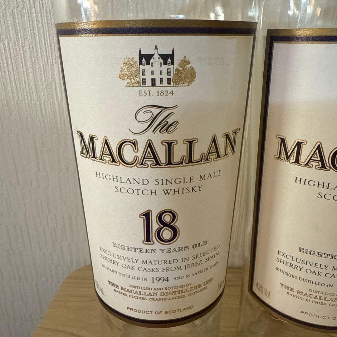 マッカラン18年　空瓶　未洗浄　コルク折れ　コルク栓違い　計5本