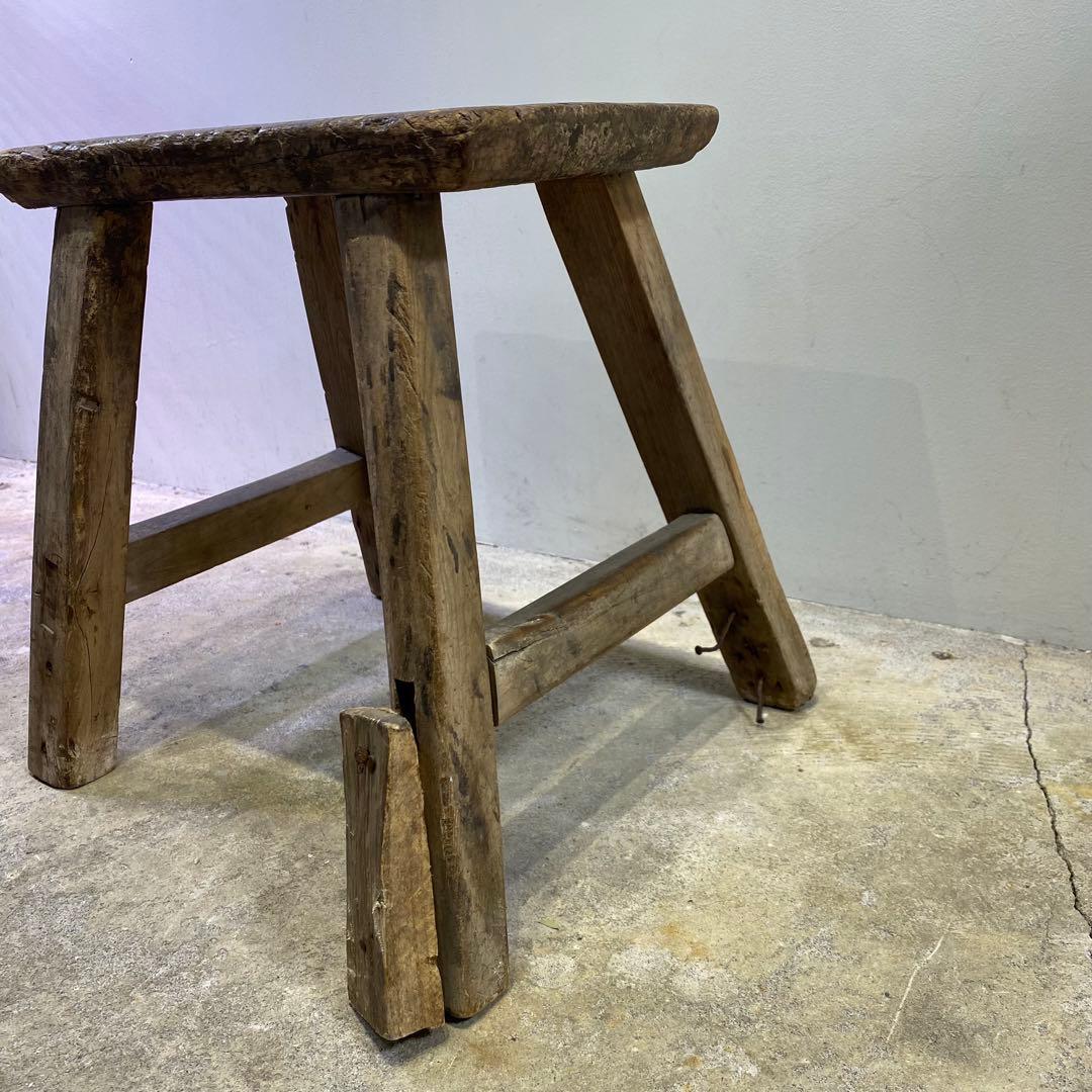 古い木製のスツール 花台 椅子 アンティーク